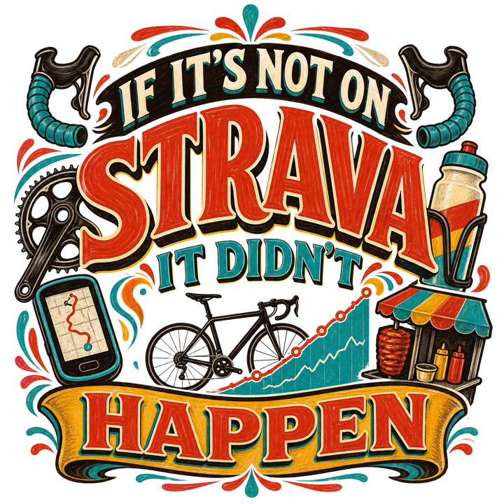 IF IT'S NOT ON STRAVA IT DIDN'T HAPPEN — cyclist life t-shirt design by Bazzai Studio