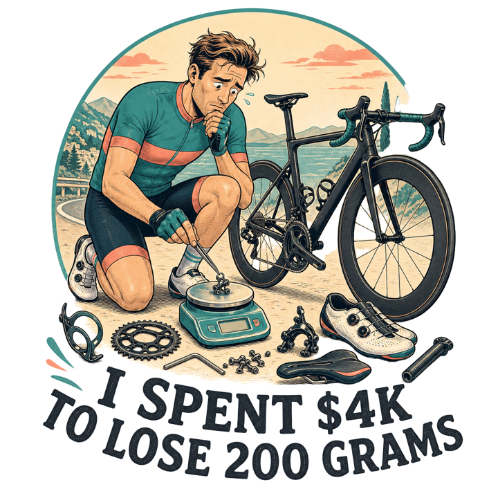 I SPENT $4K TO LOSE 200 GRAMS — cycling t-shirt design by Bazzai Studio