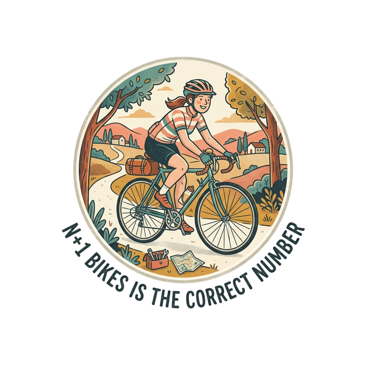N+1 BIKES IS THE CORRECT NUMBER — cyclist life t-shirt design by Bazzai Studio