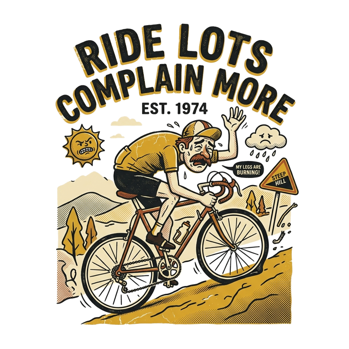 RIDE LOTS COMPLAIN MORE — cycling t-shirt design by Bazzai Studio