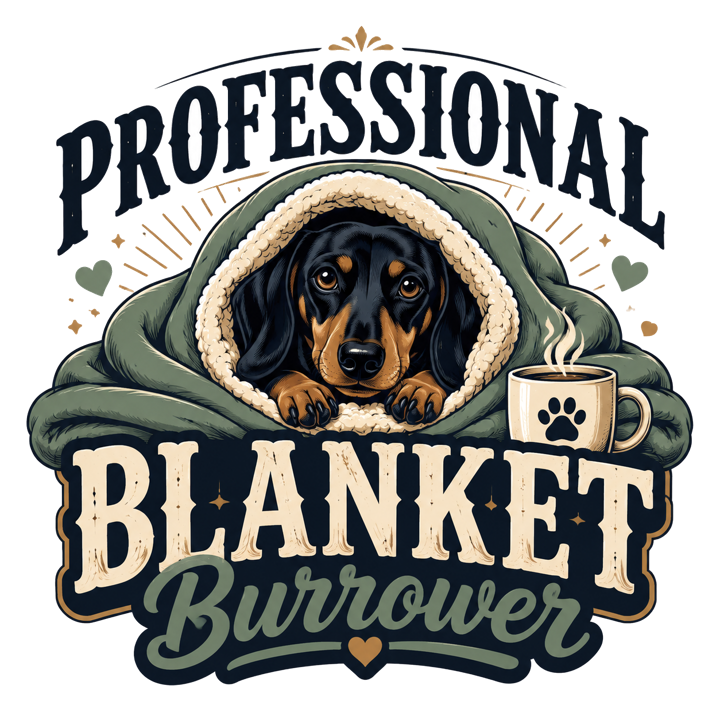 Professional Blanket Burrower — dachshund owner t-shirt design by Bazzai Studio