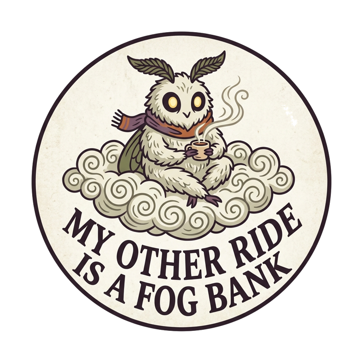 MY OTHER RIDE IS A FOG BANK — dark cozy weird t-shirt design by Bazzai Studio
