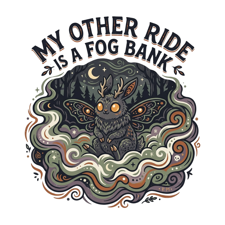 MY OTHER RIDE IS A FOG BANK — dark cozy weird t-shirt design by Bazzai Studio