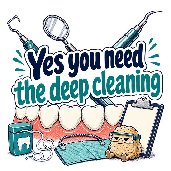 Yes you need the deep cleaning — dental hygienist humor t-shirt design by Bazzai Studio