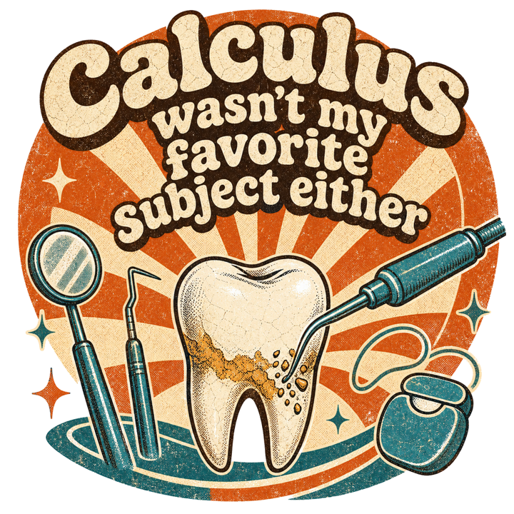 Calculus wasn't my favorite subject either — dentalhygiene t-shirt design by Bazzai Studio