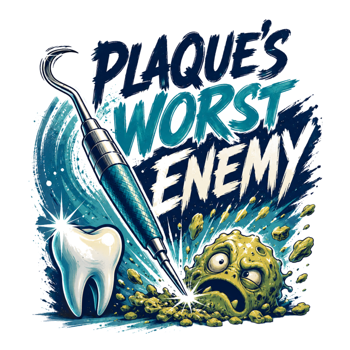 PLAQUE'S WORST ENEMY — dental hygienist humor t-shirt design by Bazzai Studio