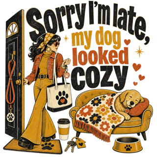 Sorry I'm late, my dog looked cozy — art by Bazzai Studio