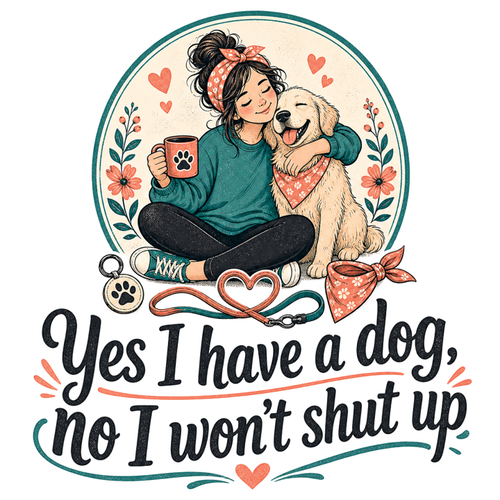 Yes I have a dog, no I won't shut up — dogmom t-shirt design by Bazzai Studio