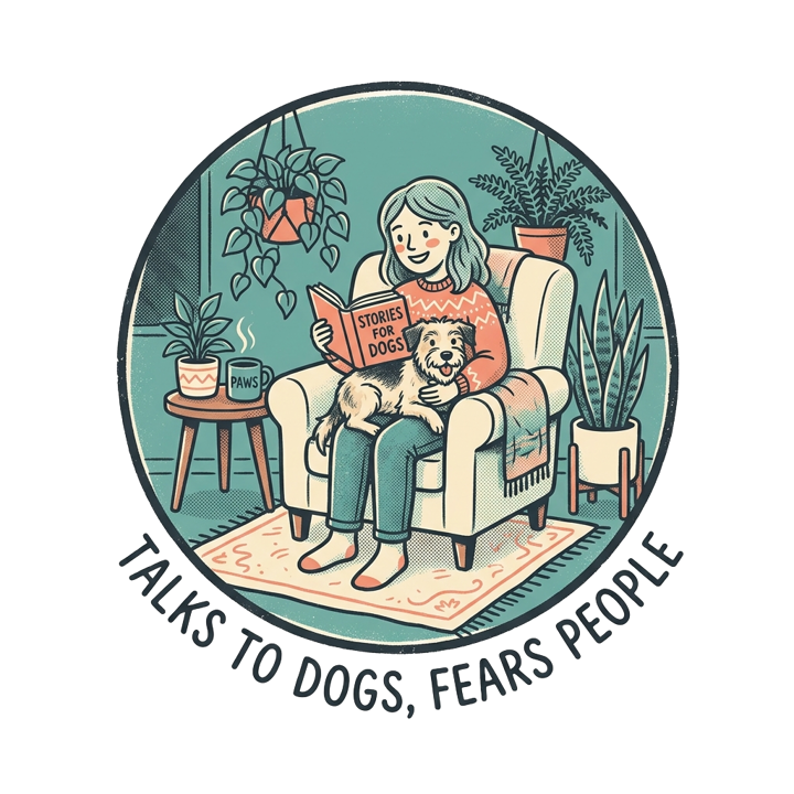 Talks to dogs, fears people — dog mom life t-shirt design by Bazzai Studio