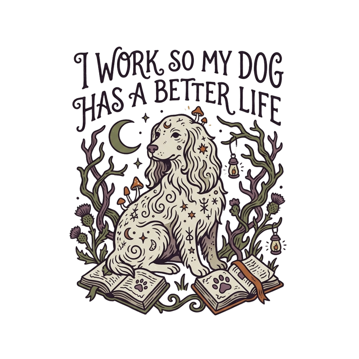 I WORK SO MY DOG HAS A BETTER LIFE — dog mom life t-shirt design by Bazzai Studio