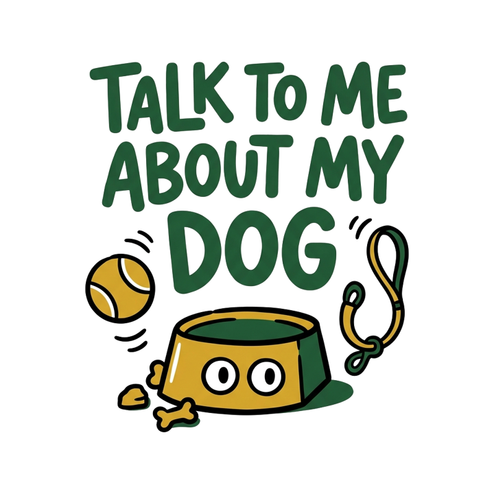 TALK TO ME ABOUT MY DOG — dog parent humor t-shirt design by Bazzai Studio