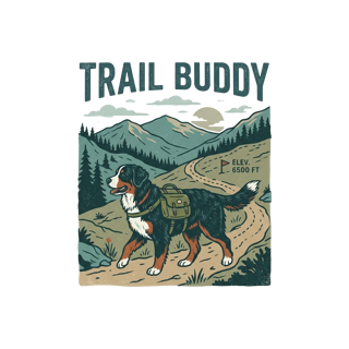 Bernese Mountain Dog Hiking — art by Bazzai Studio