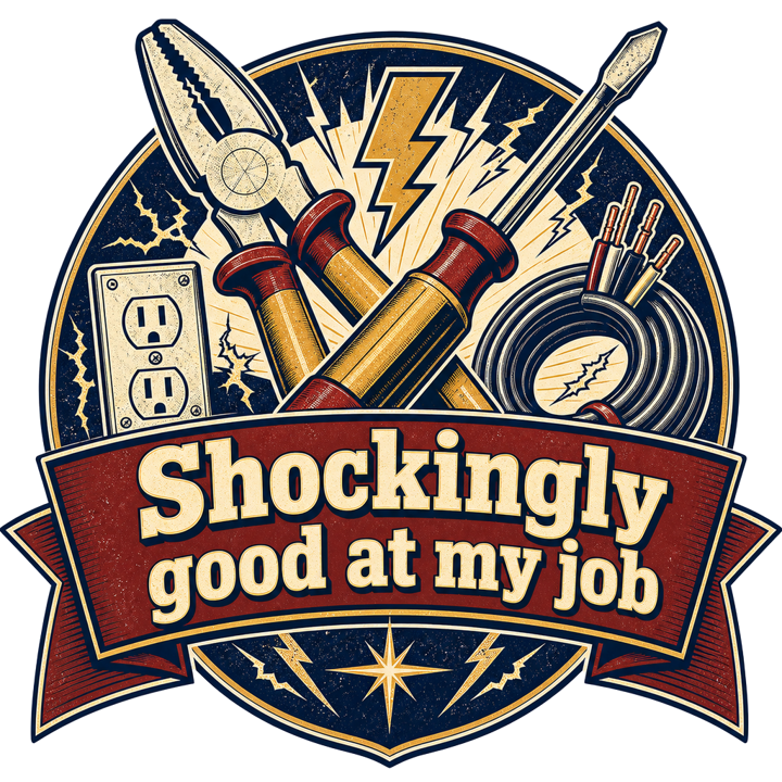 Shockingly good at my job — electrician trade t-shirt design by Bazzai Studio