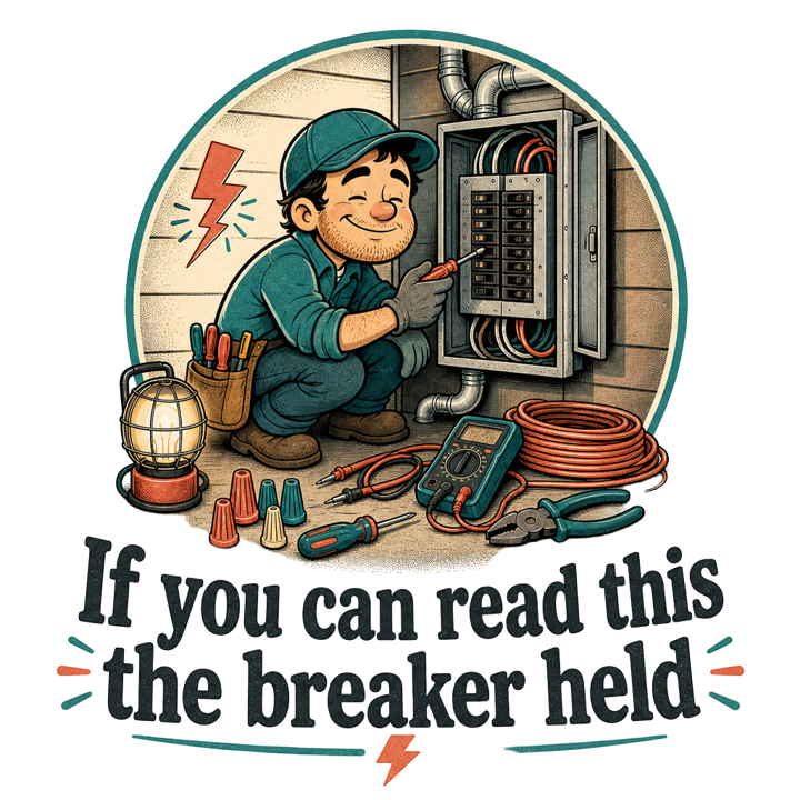 If you can read this the breaker held — electrician trade t-shirt design by Bazzai Studio