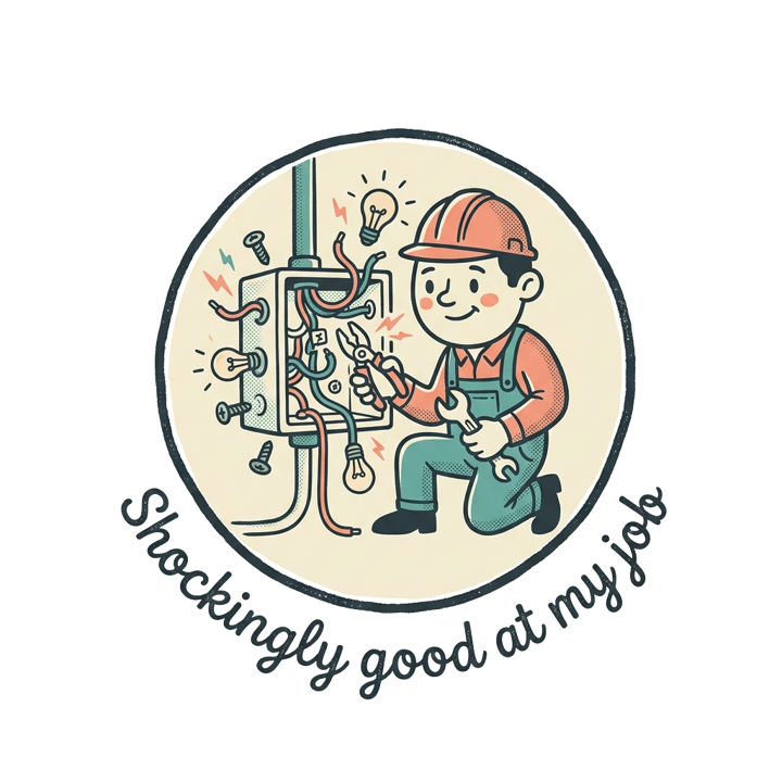 Shockingly good at my job — electrician trade t-shirt design by Bazzai Studio