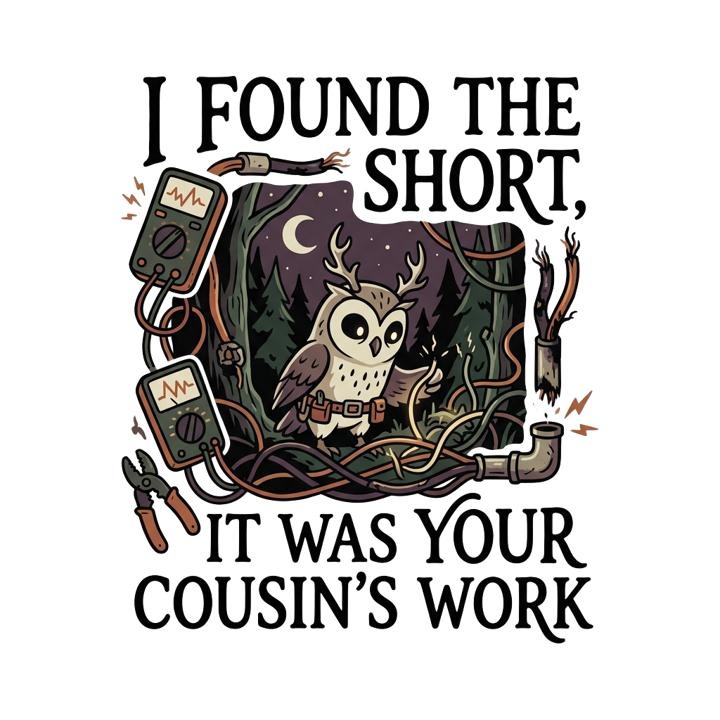 I found the short, it was your cousin's work — electrician trade t-shirt design by Bazzai Studio