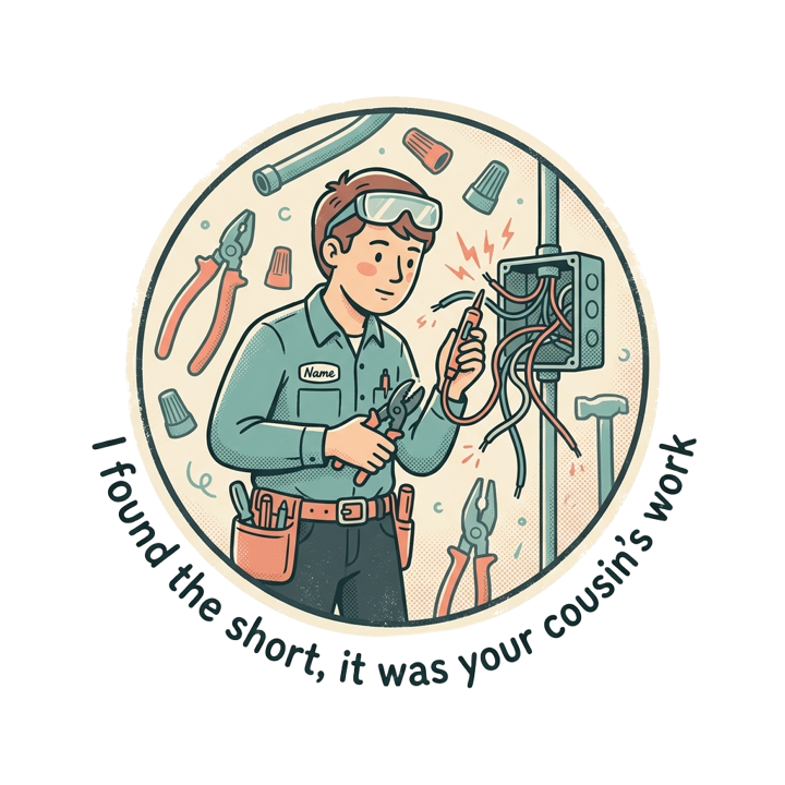I found the short, it was your cousin's work — electrician t-shirt design by Bazzai Studio