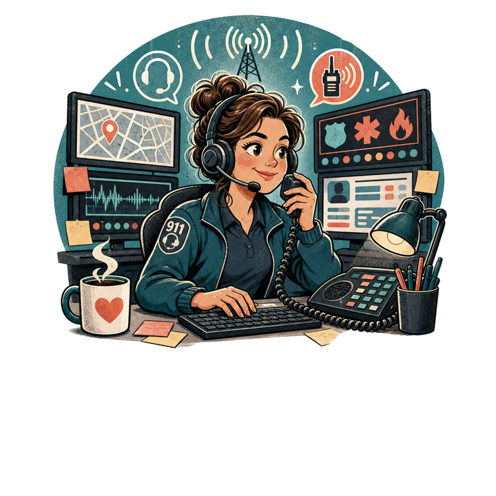 Multitasking weaponized — emergency dispatcher humor t-shirt design by Bazzai Studio