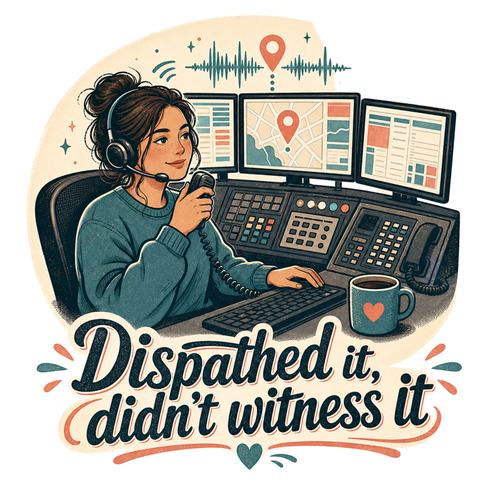 Dispatched it, didn't witness it — emergency dispatcher humor t-shirt design by Bazzai Studio