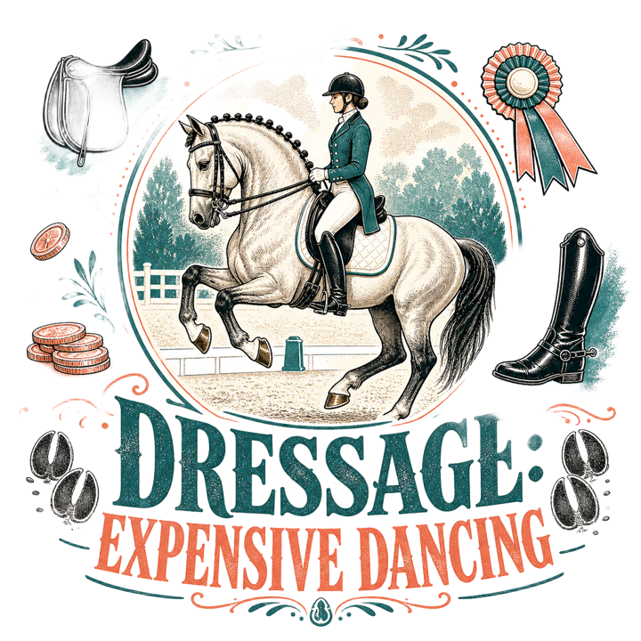 DRESSAGE: EXPENSIVE DANCING — equestrian life t-shirt design by Bazzai Studio
