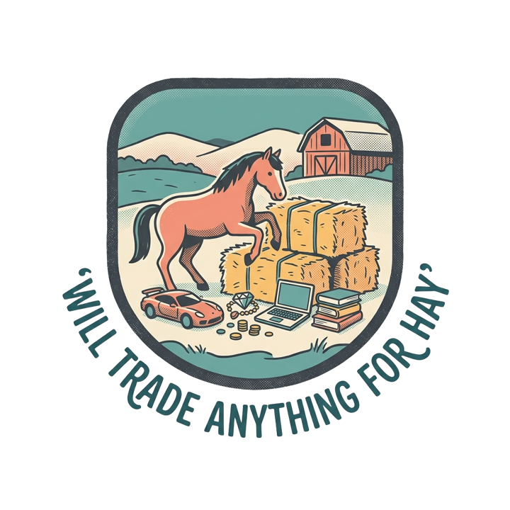 Will Trade Anything for Hay — horse t-shirt design by Bazzai Studio