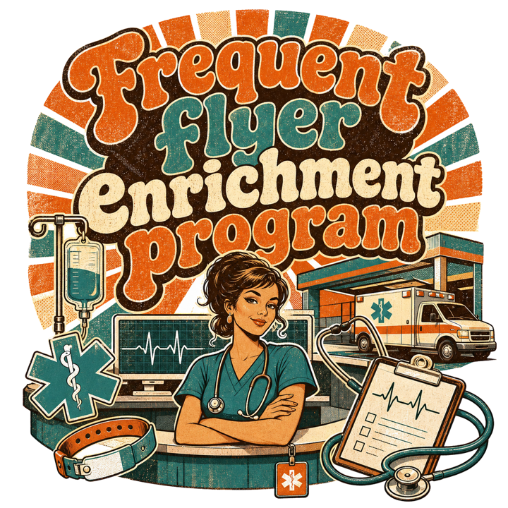 Frequent flyer enrichment program — er nurse humor t-shirt design by Bazzai Studio