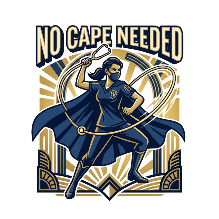 ER Nurse Superhero — er nurse humor t-shirt design by Bazzai Studio