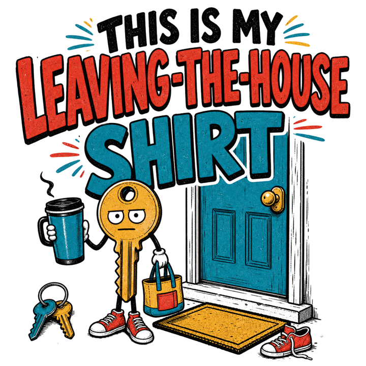 THIS IS MY LEAVING-THE-HOUSE SHIRT — evergreen absurd humor t-shirt design by Bazzai Studio