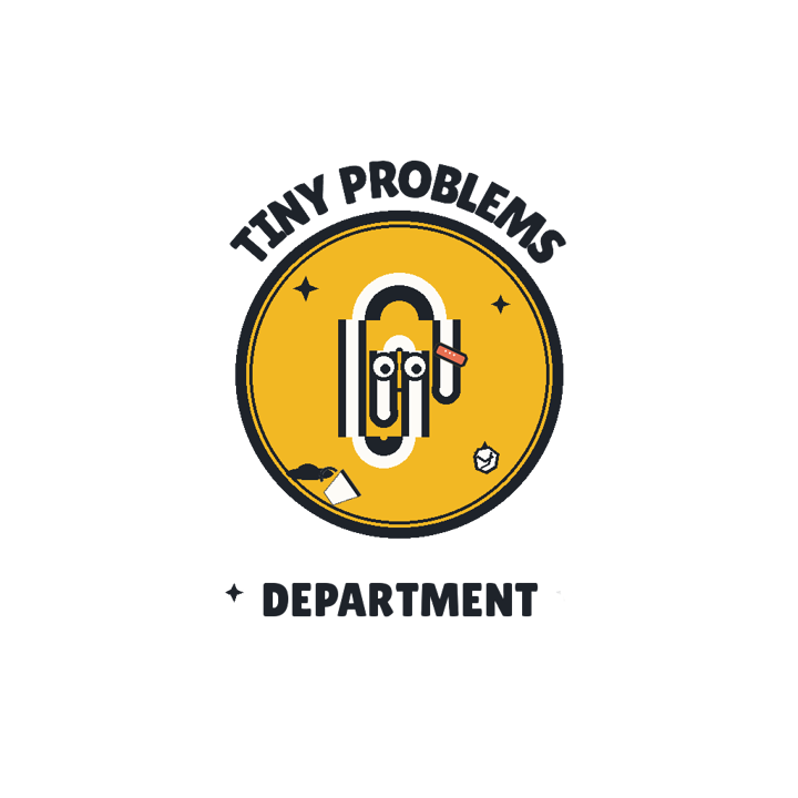 TINY PROBLEMS DEPARTMENT — evergreen absurd humor t-shirt design by Bazzai Studio
