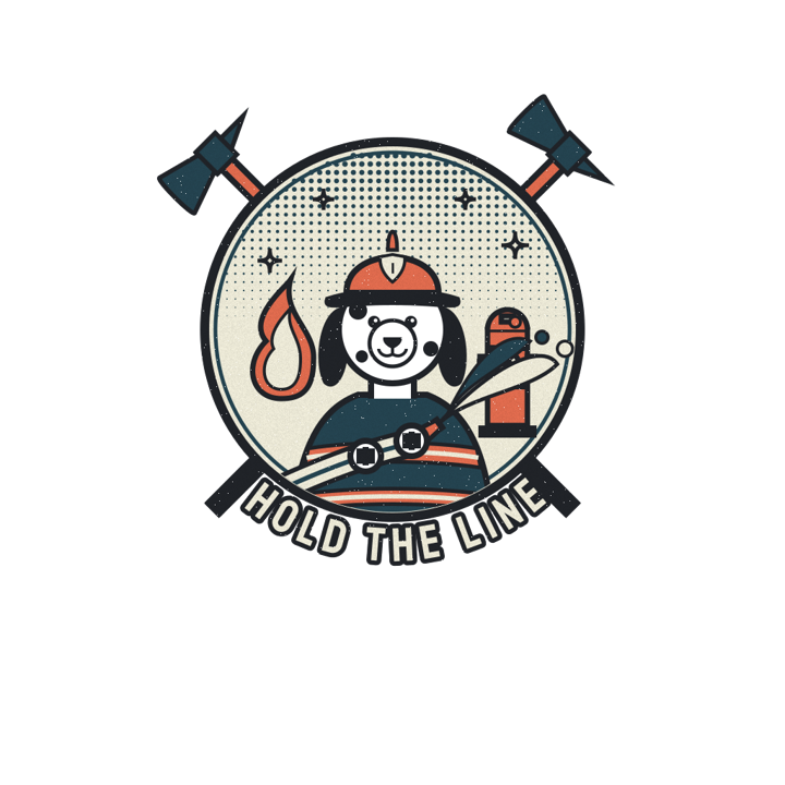 HOLD THE LINE — firefighter humor t-shirt design by Bazzai Studio
