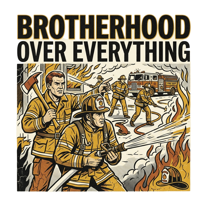 Brotherhood over everything — firefighter t-shirt design by Bazzai Studio