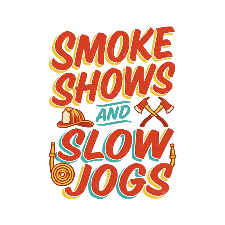 SMOKE SHOWS AND SLOW JOGS — firefighter humor t-shirt design by Bazzai Studio