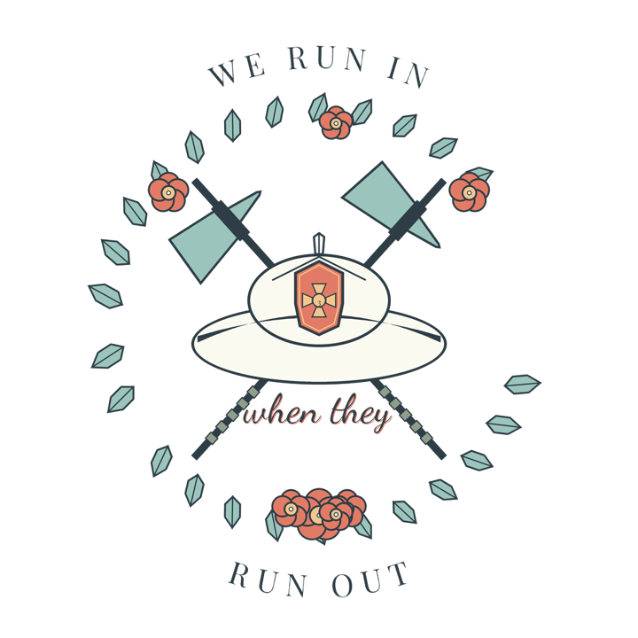 WE RUN IN WHEN THEY RUN OUT — firefighter humor t-shirt design by Bazzai Studio
