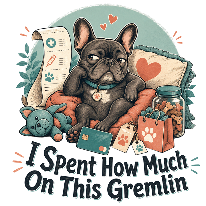 I Spent How Much On This Gremlin — frenchie t-shirt design by Bazzai Studio