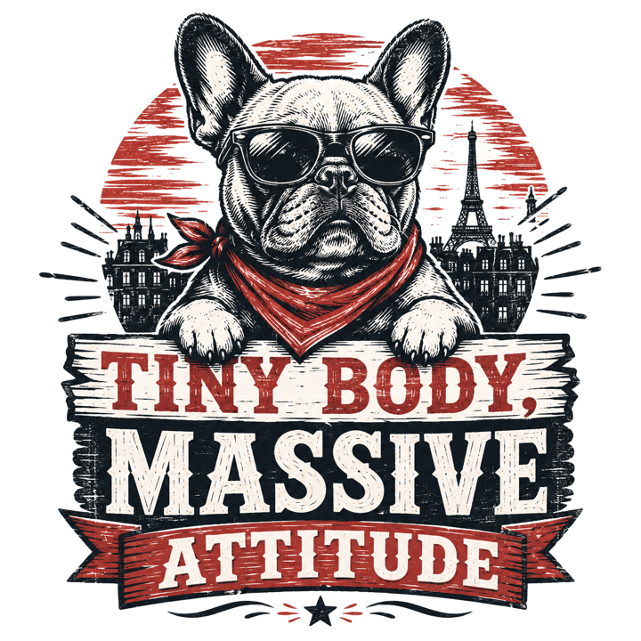 Tiny Body, Massive Attitude — french bulldog owner t-shirt design by Bazzai Studio