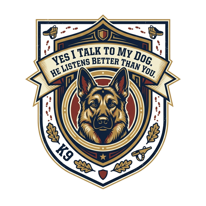 Yes I Talk to My Dog. He Listens Better Than You. — germanshepherd t-shirt design by Bazzai Studio