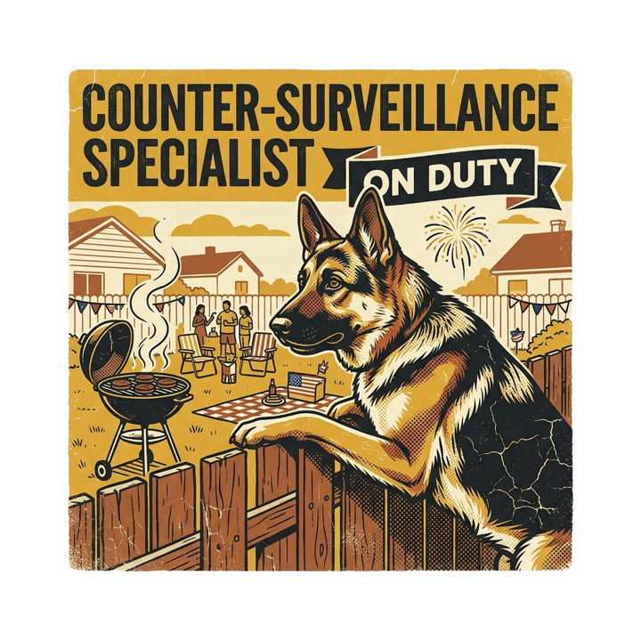 Counter-Surveillance Specialist On Duty — german shepherd owner t-shirt design by Bazzai Studio