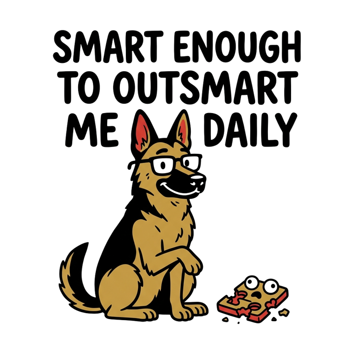 Smart Enough to Outsmart Me Daily — germanshepherd t-shirt design by Bazzai Studio