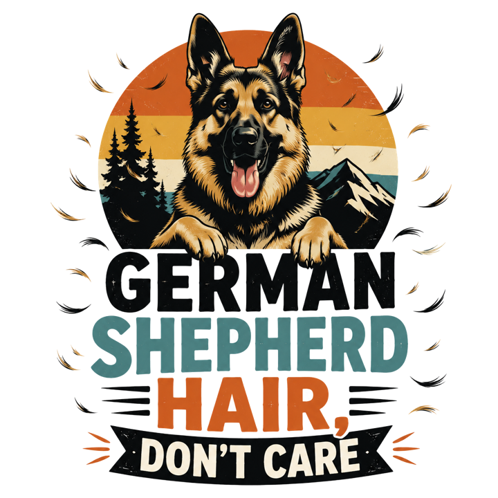 GERMAN SHEPHERD HAIR, DON'T CARE — german shepherd owner t-shirt design by Bazzai Studio