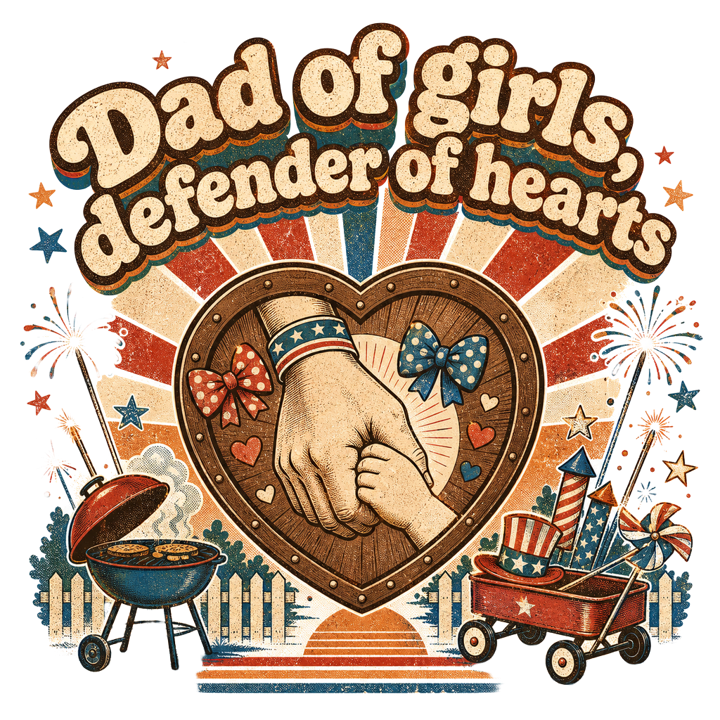 Dad of girls, defender of hearts — girldad t-shirt design by Bazzai Studio