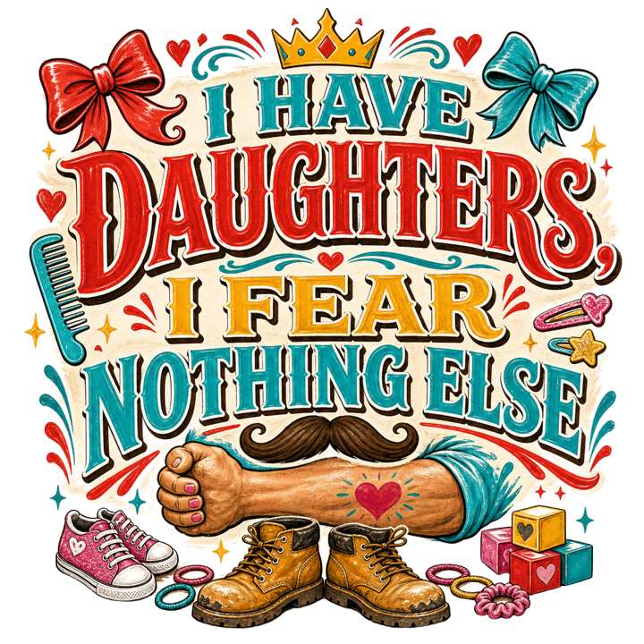 I HAVE DAUGHTERS, I FEAR NOTHING ELSE — girl dad life t-shirt design by Bazzai Studio