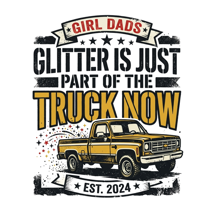 Glitter is just part of the truck now — girldad t-shirt design by Bazzai Studio