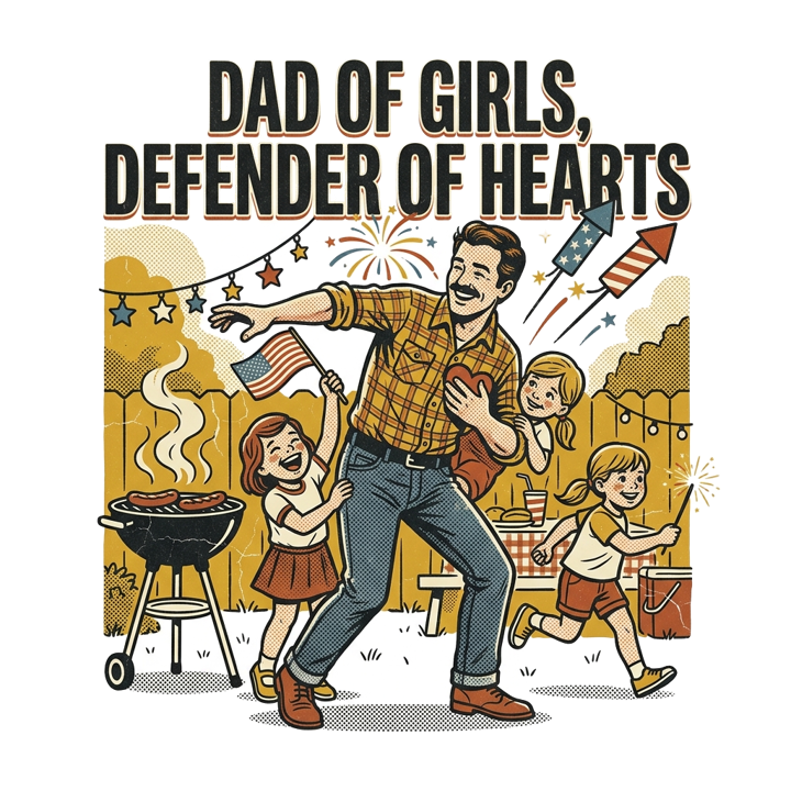 Dad of girls, defender of hearts — girl dad life t-shirt design by Bazzai Studio