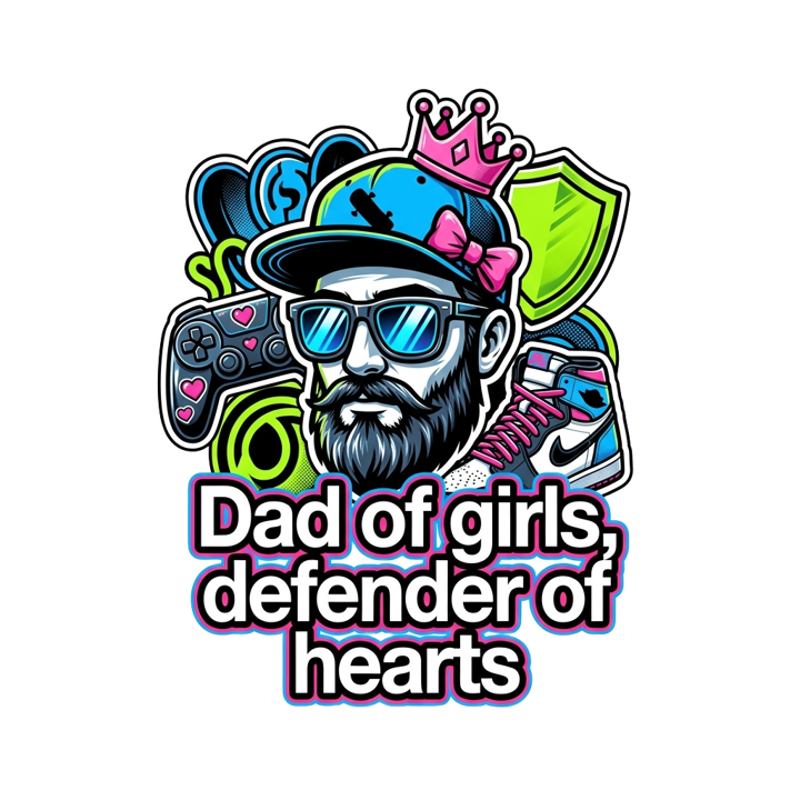 Dad of girls, defender of hearts — girl dad life t-shirt design by Bazzai Studio
