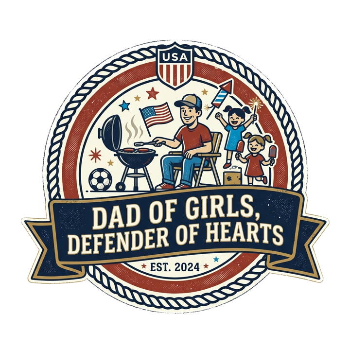Dad of girls, defender of hearts — girl dad life t-shirt design by Bazzai Studio