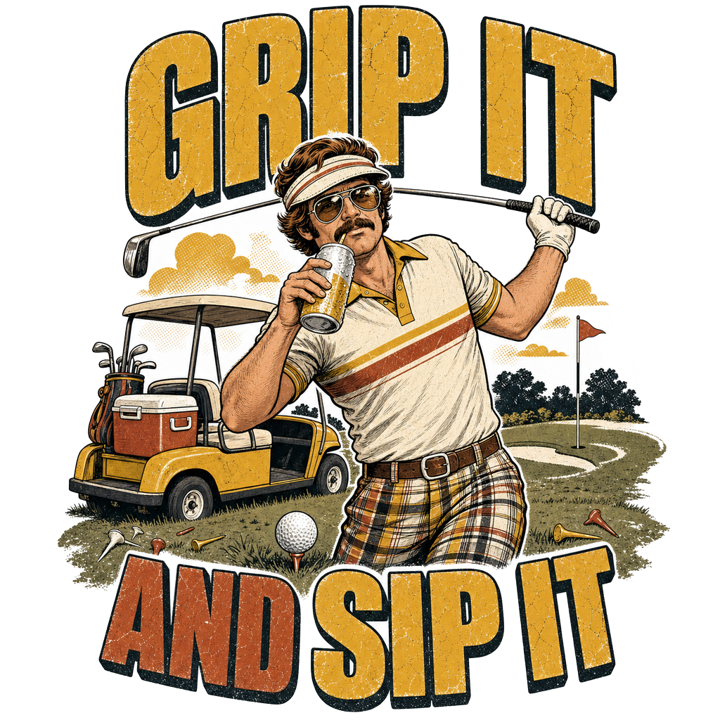 GRIP IT AND SIP IT — golf life t-shirt design by Bazzai Studio
