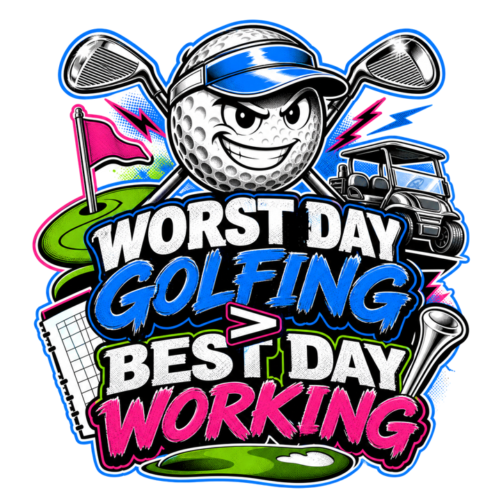WORST DAY GOLFING > BEST DAY WORKING — golf life t-shirt design by Bazzai Studio