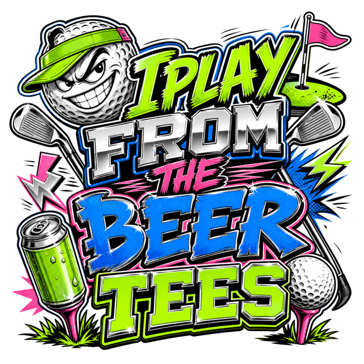 I PLAY FROM THE BEER TEES — golf life t-shirt design by Bazzai Studio