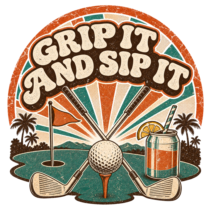 GRIP IT AND SIP IT — golf t-shirt design by Bazzai Studio