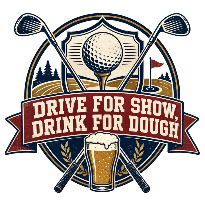DRIVE FOR SHOW, DRINK FOR DOUGH — golf life t-shirt design by Bazzai Studio